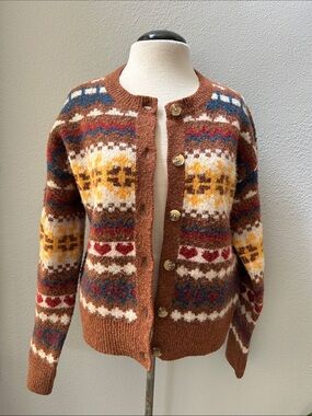 Lucky Brand Multicolor Fair Isle Cardigan Sweater M